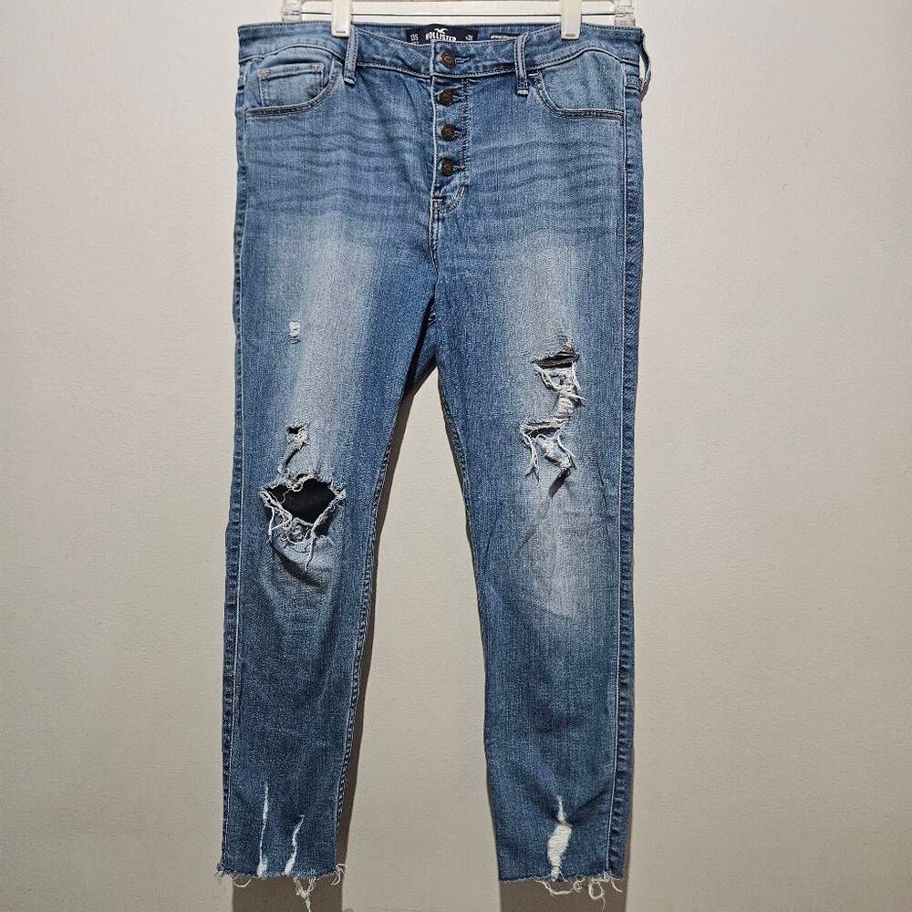 Hollister High Rise Super Skinny Crop Jeans Juniors Size 13S- W31-L24 Button Fly